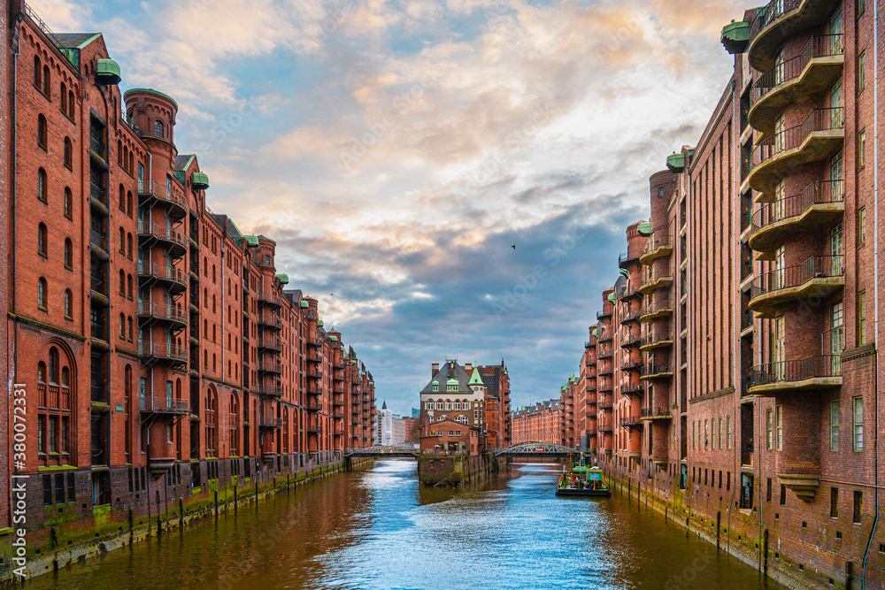 Hamburg city warehouse district. Travel and architecture.