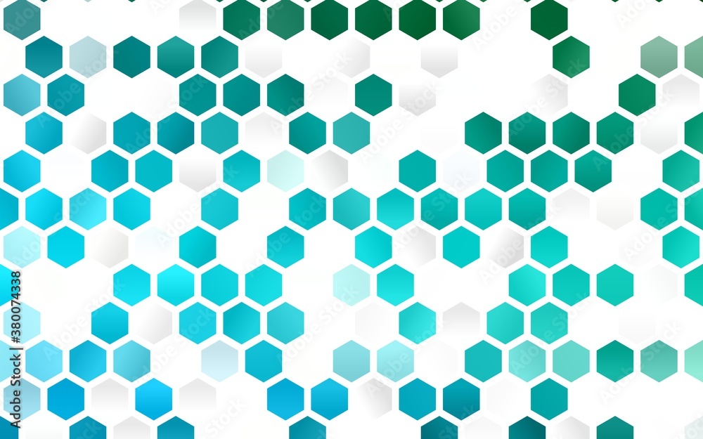 Light Blue, Green vector pattern with colorful hexagons. Illustration of colored hexagons on white surface. Pattern can for your ad, booklets.