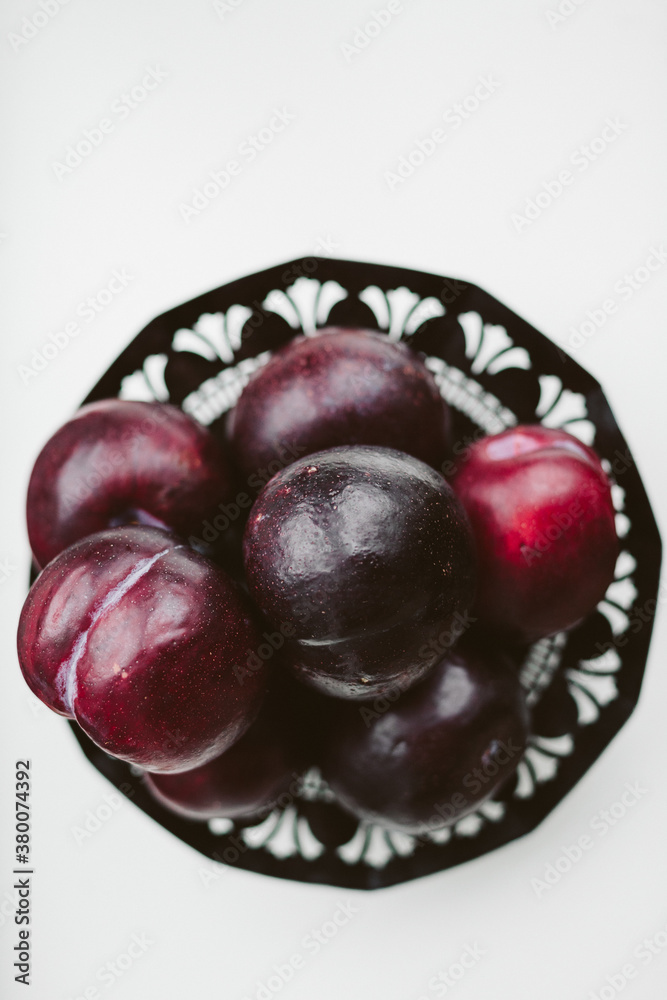 plums on table plums on table