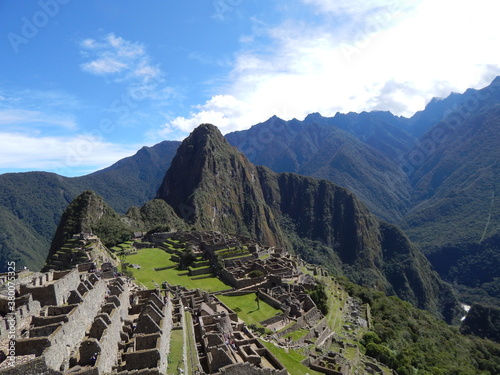 Stunning view of Machu Picchu and Inca valley a World UNESCO heritage site in Peru, South America 