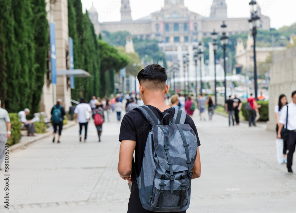 Man wandering and taking pictures in Barcelona Man wandering and taking pictures in Barcelona