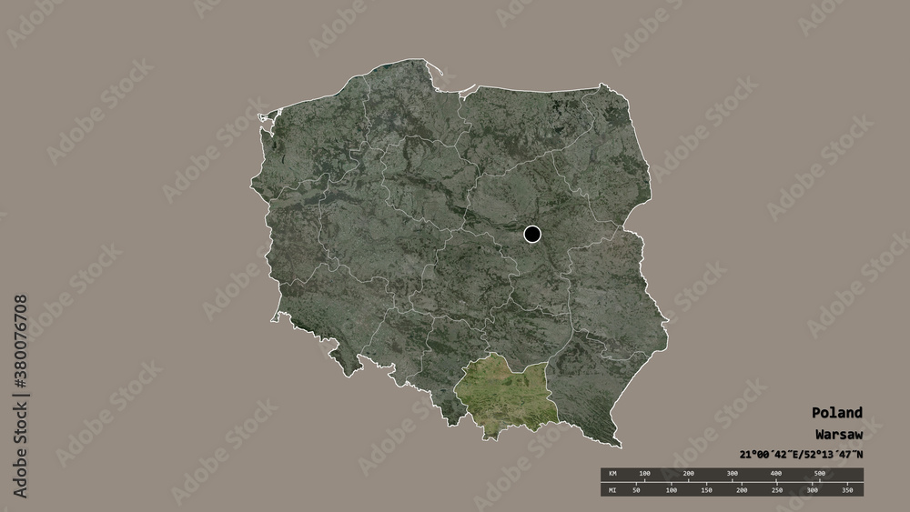 Location of Lesser Poland, voivodeship of Poland,. Satellite