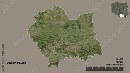 Lesser Poland, voivodeship of Poland, zoomed. Satellite
