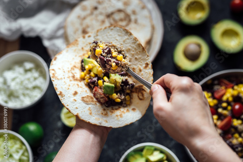 Vegetarian quinoa tacos photo