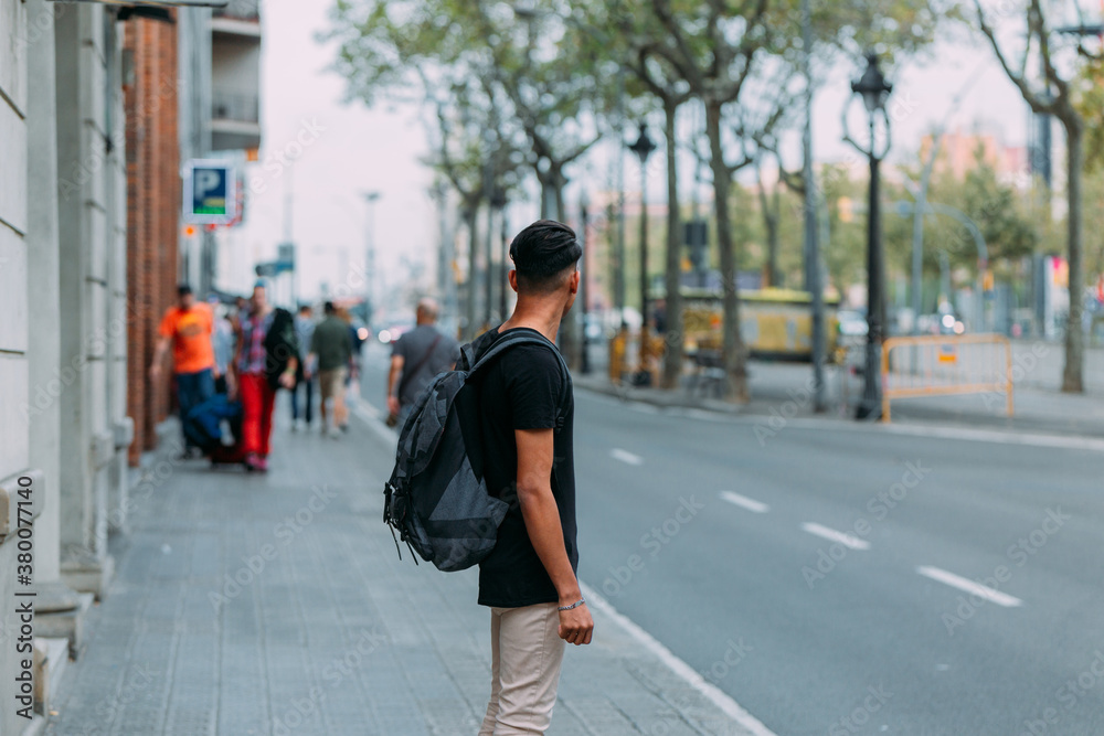 Man wandering and taking pictures in Barcelona Man wandering and taking pictures in Barcelona