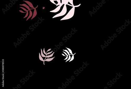 Dark Pink  Red vector doodle layout with leaves.