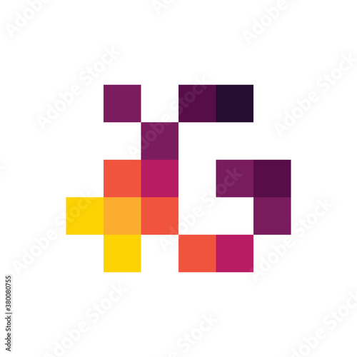 Letter G pixel logo design vector