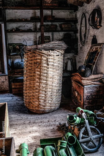Woven wicker basket for storage
