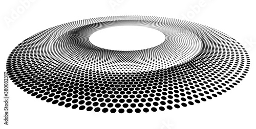 Dotted Halftone Vector Spiral Pattern or Texture with Ellipses