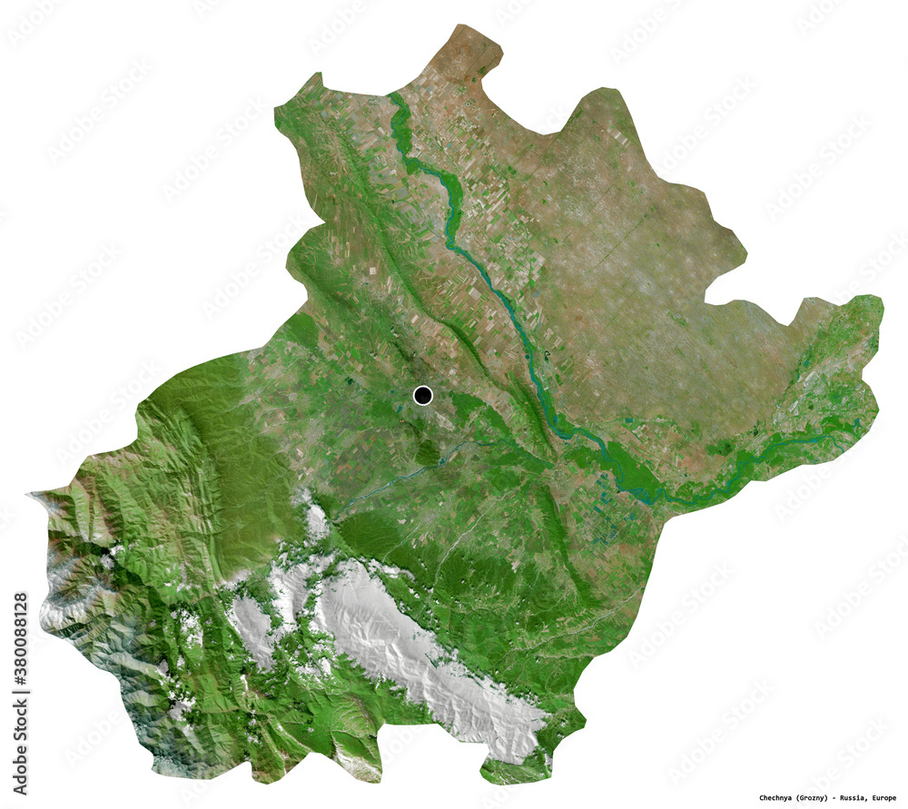 Chechnya, republic of Russia, on white. Satellite Chechnya, republic of Russia, on white. Satellite