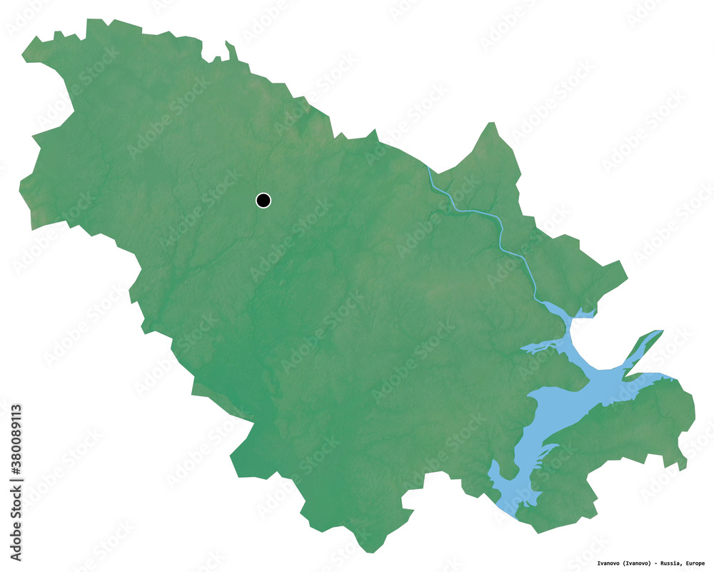 Obraz premium Ivanovo, region of Russia, on white. Relief