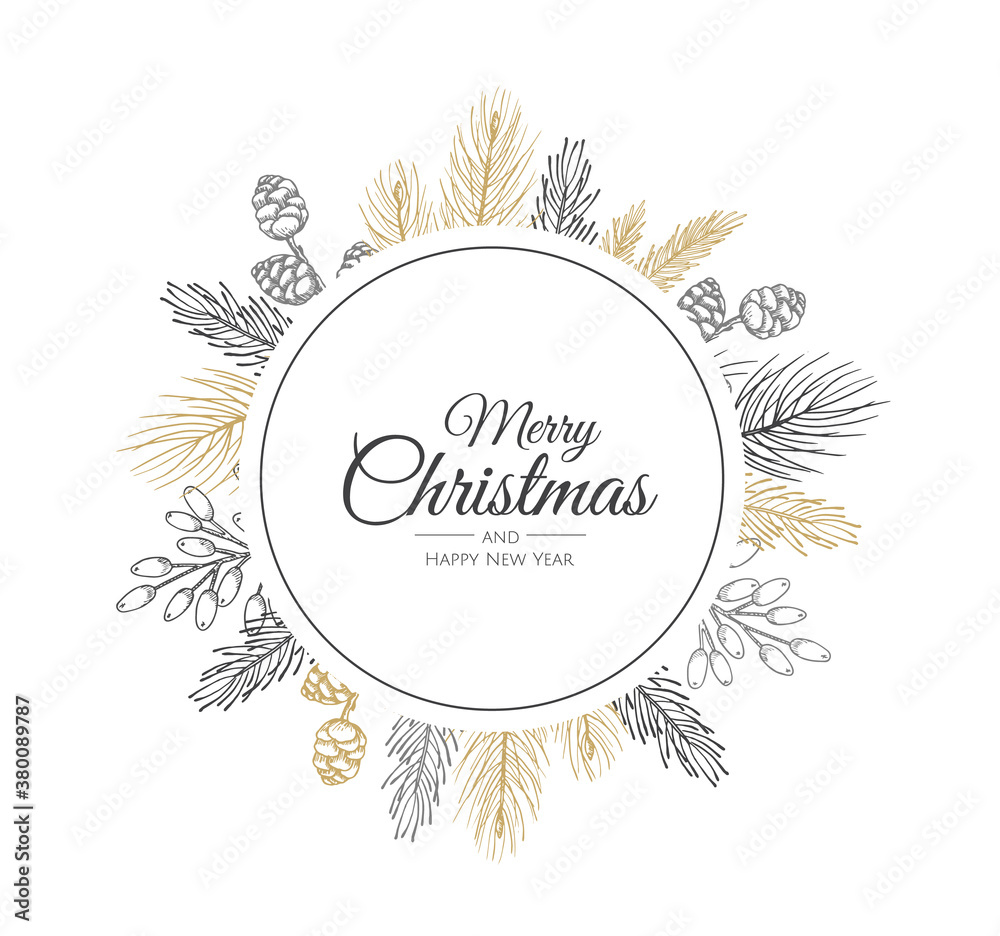 Obraz premium Merry Christmas background with christmas element. Vector illustration