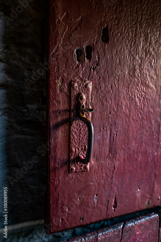 Old red wooden door 