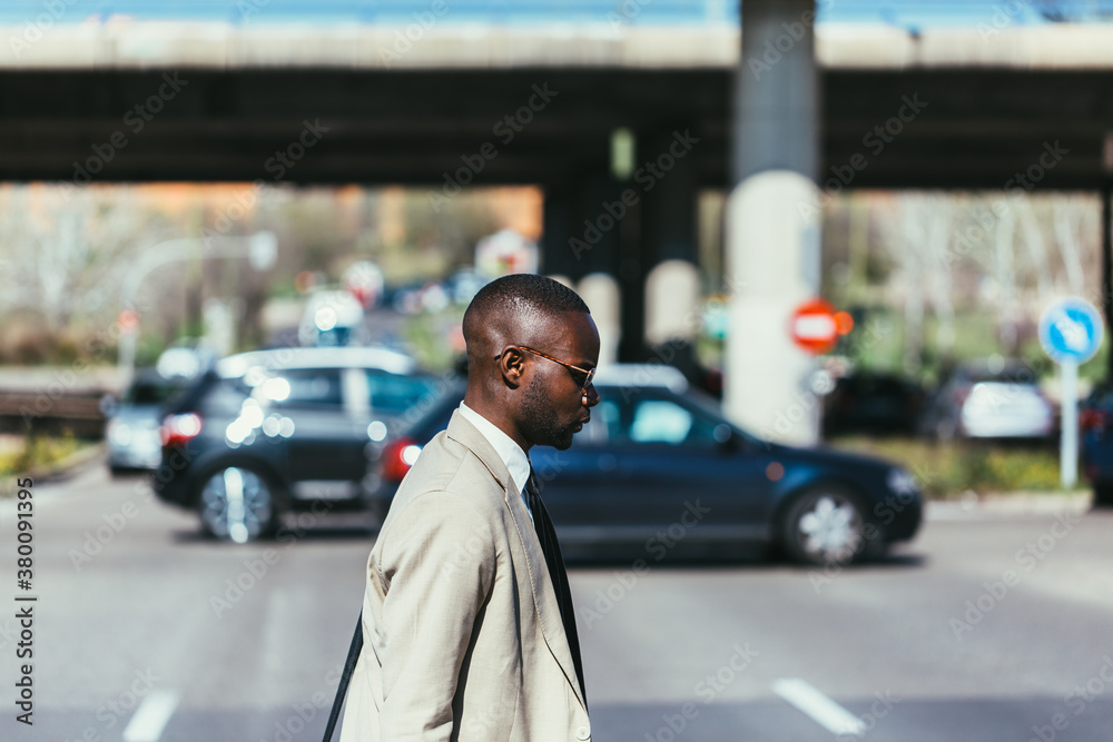 custom made wallpaper toronto digitalAfrican businessman crossing the street