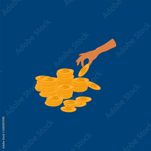 The concept of Pension is put money by hand. Financial savings and savings to The pension Fund. Illustration made in the vector style money for Retirement. Vector illustration