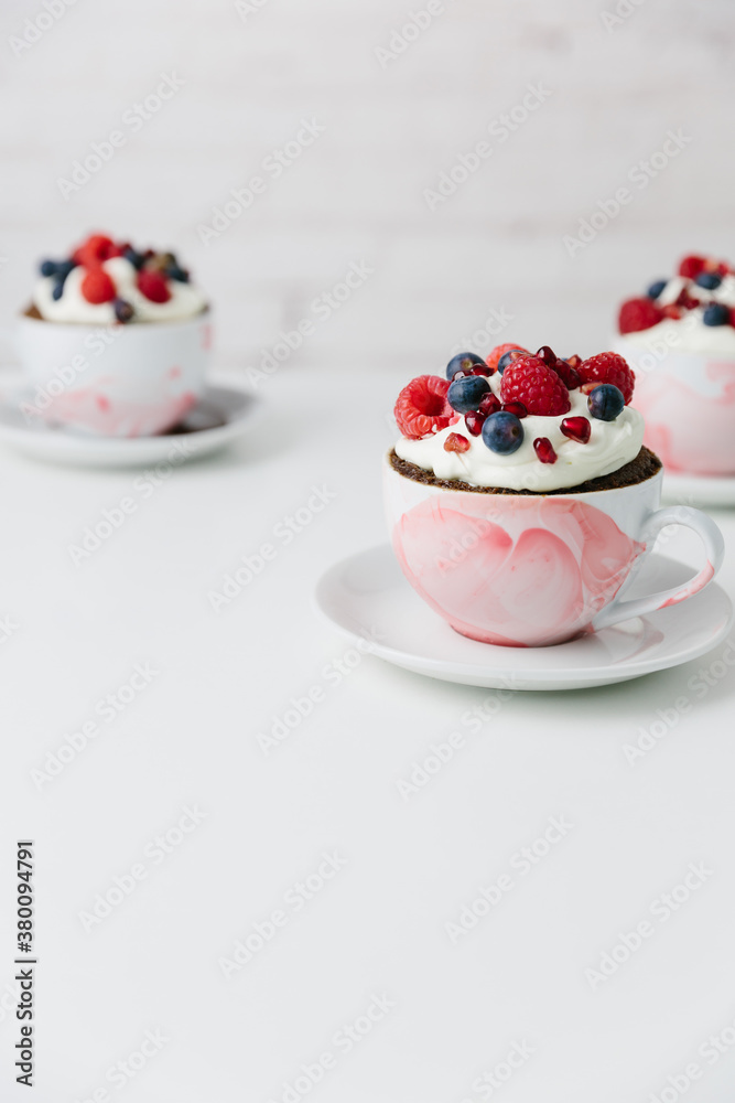 Chocolate mug cakes in DIY nail polish marbled teacups Chocolate mug cakes in DIY nail polish marbled teacups