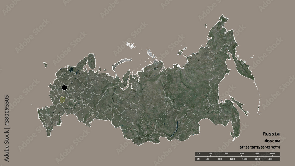 Location of Tambov, region of Russia,. Satellite