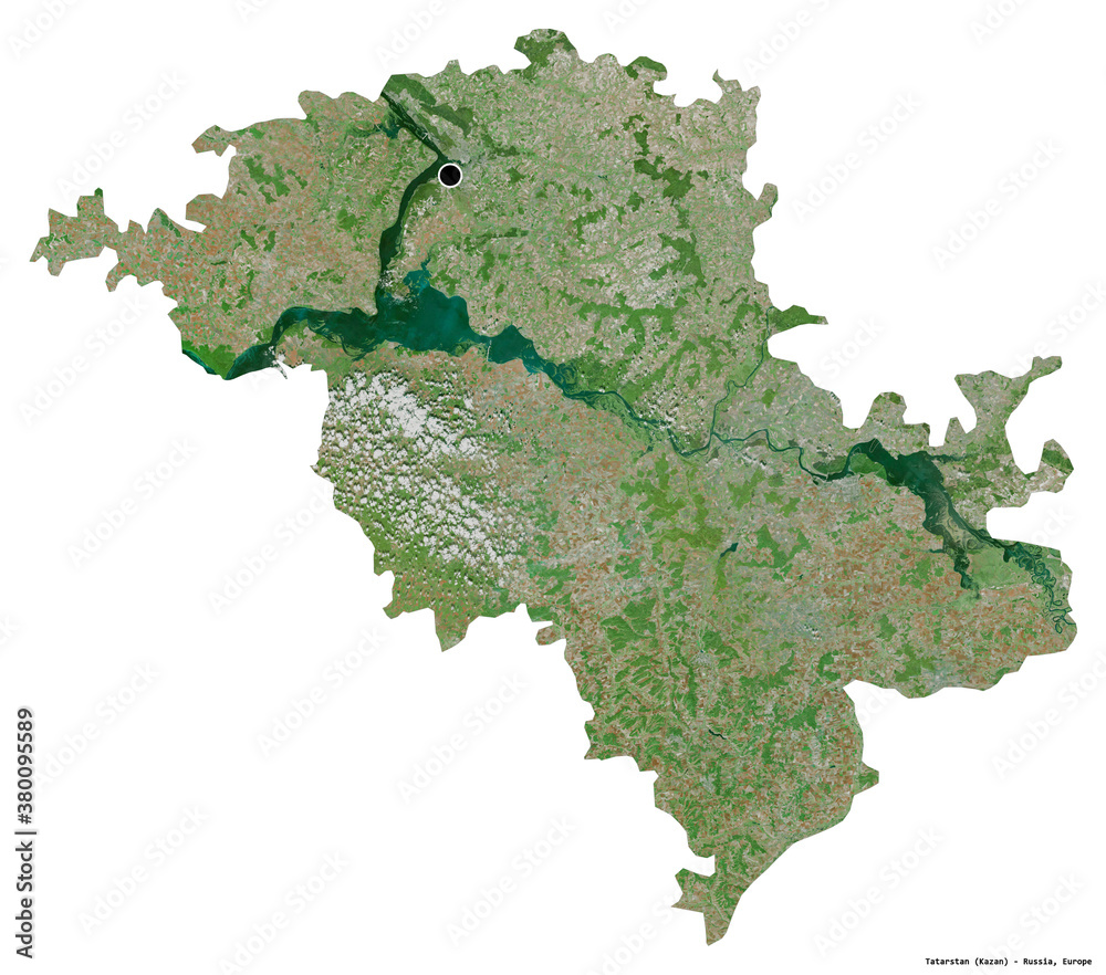 Tatarstan, republic of Russia, on white. Satellite