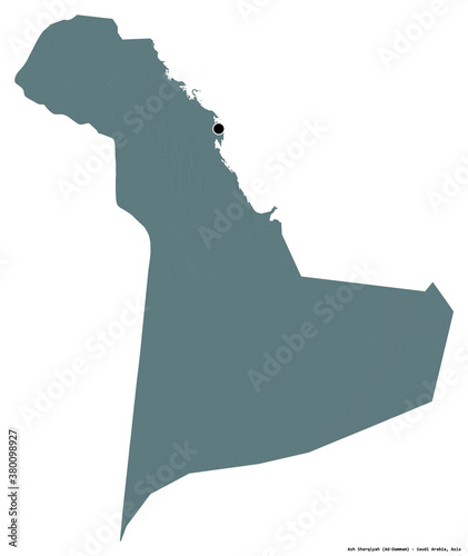 Ash Sharqiyah, region of Saudi Arabia, on white. Administrative