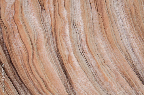 Closeup of rich colors, layers and textures of red rock in Utah 