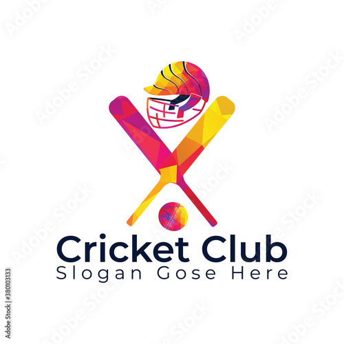 Cricket Team vector logo design. Cricket vector with elements of bat ball helmet design.