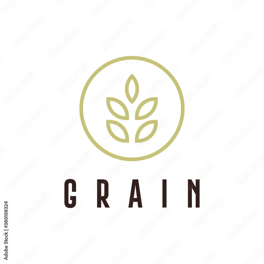 simple wheat  grain vector icon logo design