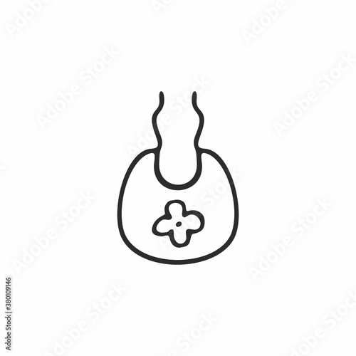 Baby bib, protection from drool and dirt. Vector Doodle illustration. Things and attributes for newborns. A small child and his clothes. Sketch with a black contour line by hand.