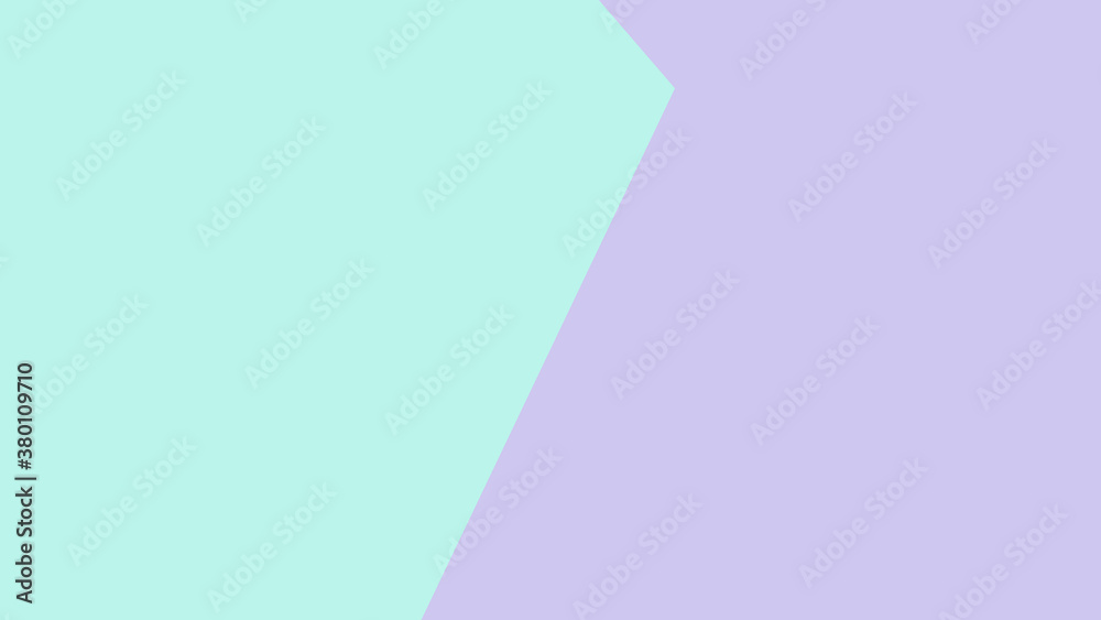 Two-tone blank background for design in trendy colors: mint and purple. A horizontal backdrop divided diagonally by two colors.