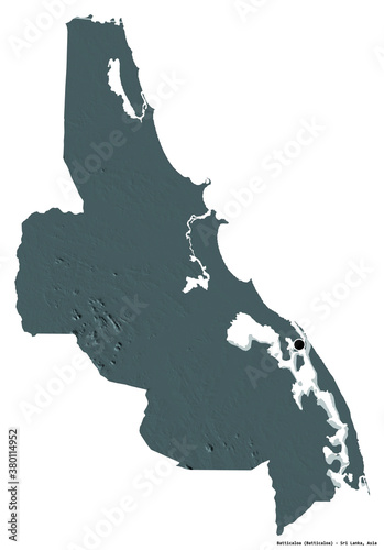 Fényképezés Batticaloa, district of Sri Lanka, on white. Administrative