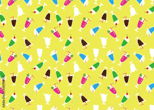 seamless pattern with juice　クリームソーダ