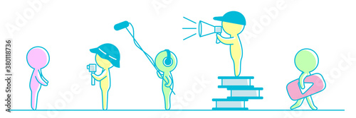 People shoot video. videographers. Video shooting. Video blogger. Filmmaking. flat illustration.