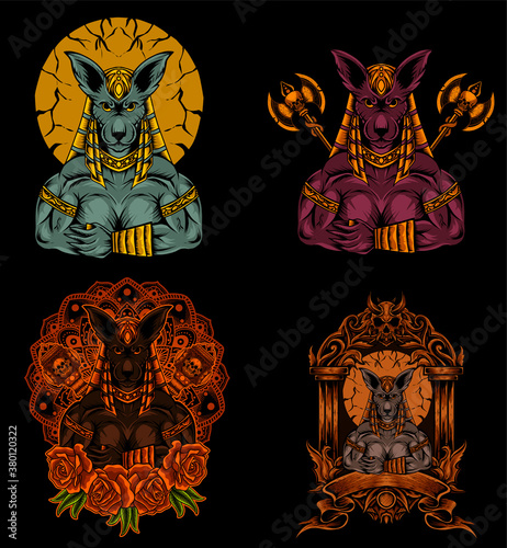 Set ancient egypt god of death Anubis perfect for T-shirt,jacket/hoodie