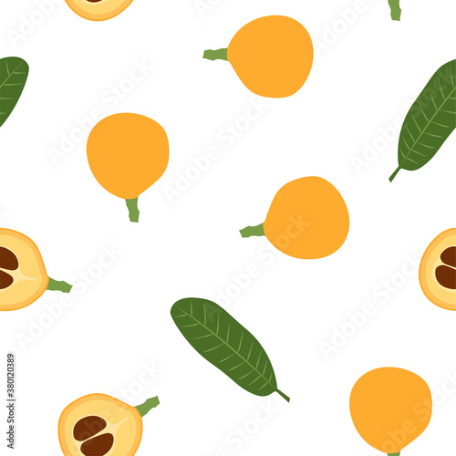 Loquats or Japanese medlar. Seamless Patterns 