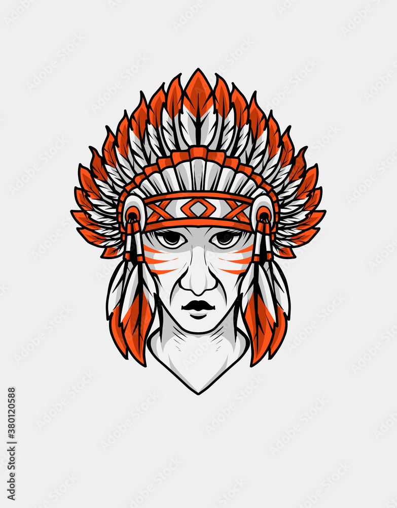 Indian apache head mascot-vector illustration.
