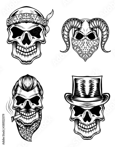 Gangster skull -vector illustration art. 