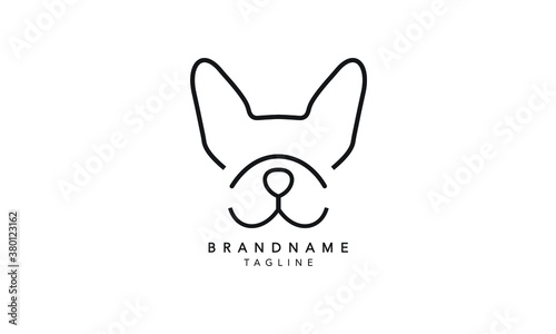 A minimal line art Dog head logo, Abstract Dog vector