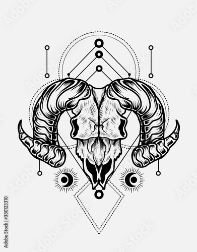 Illustration vector goat skull good print for t-shirt