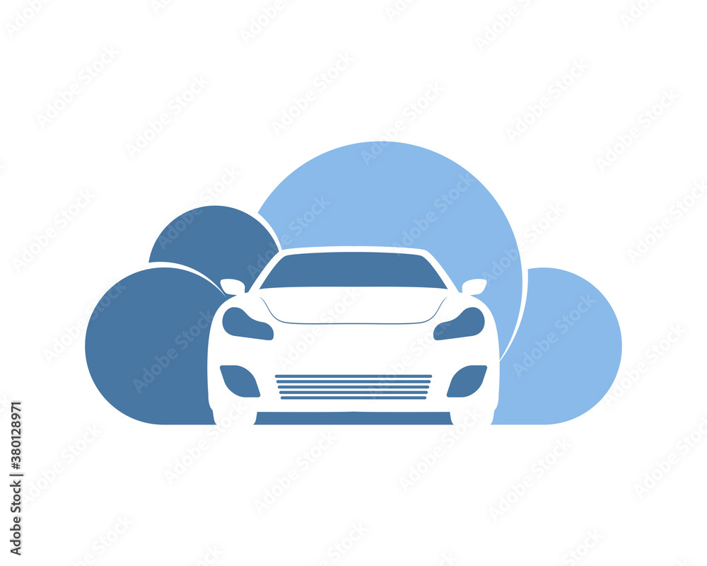 Car inside the cloud shape Car inside the cloud shape