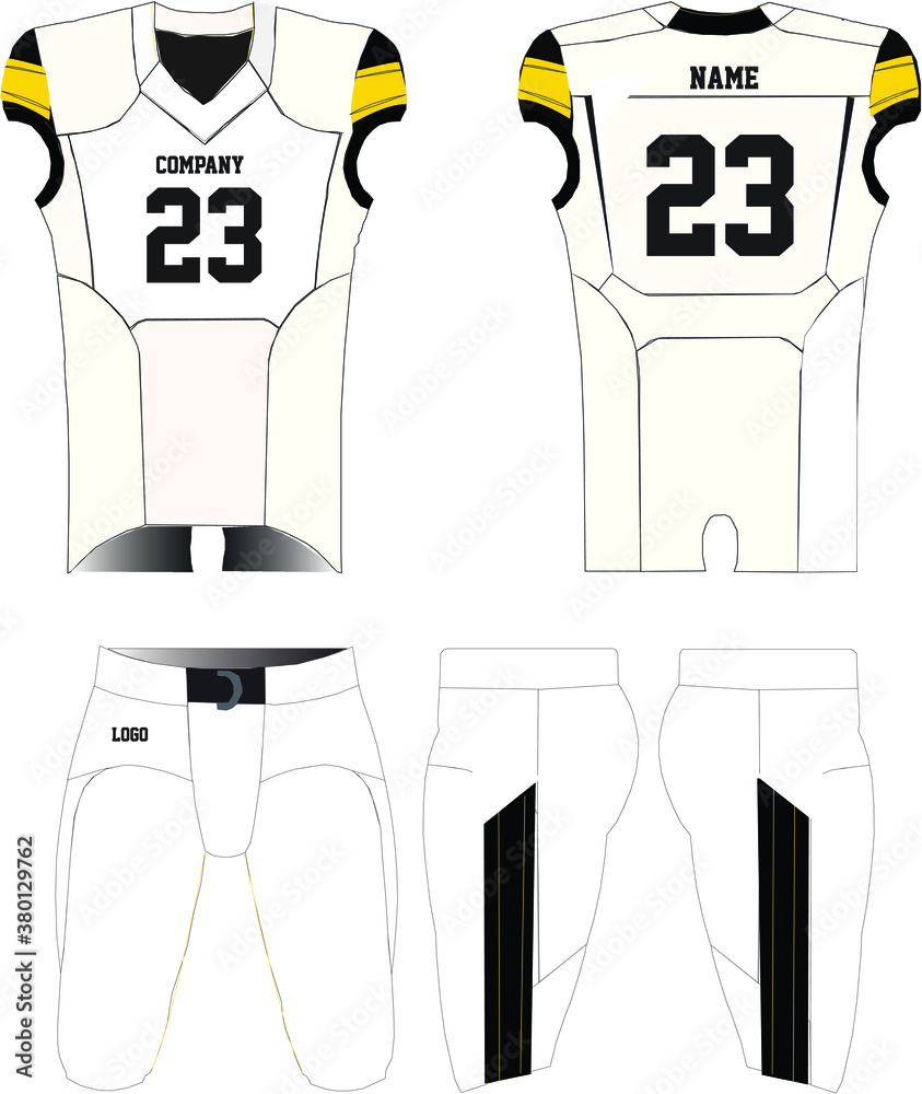 American Football jersey uniforms mock ups design template front and back  view illustration vectors Stock Vector | Adobe Stock