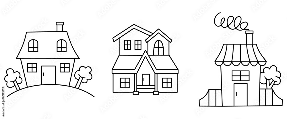 Hand drawn house vector set.