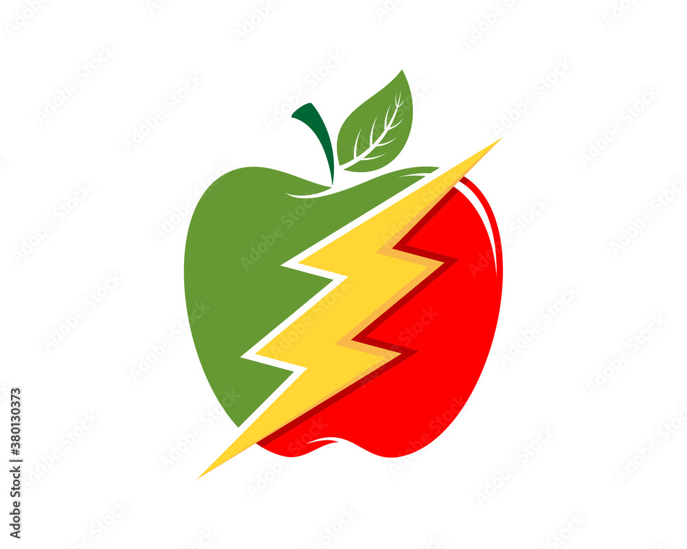 Apple energy with electrical symbol inside Apple energy with electrical symbol inside