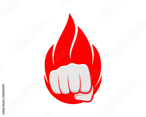 Punch hand in the fire flame