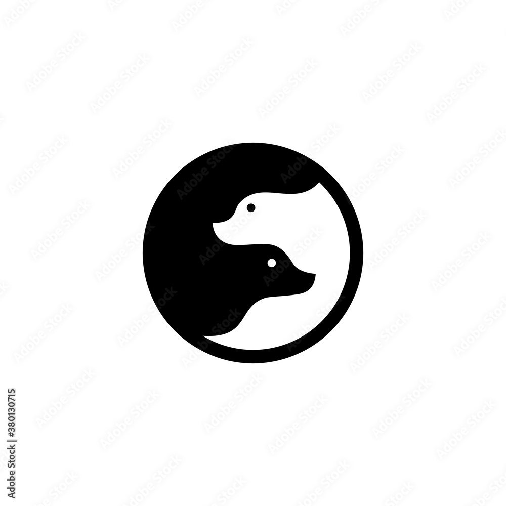 Illustration vector graphic template of dog negative space logo Illustration vector graphic template of dog negative space logo