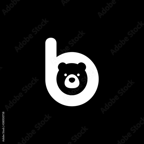 Illustration vector graphic template of letter b bear negative space logo