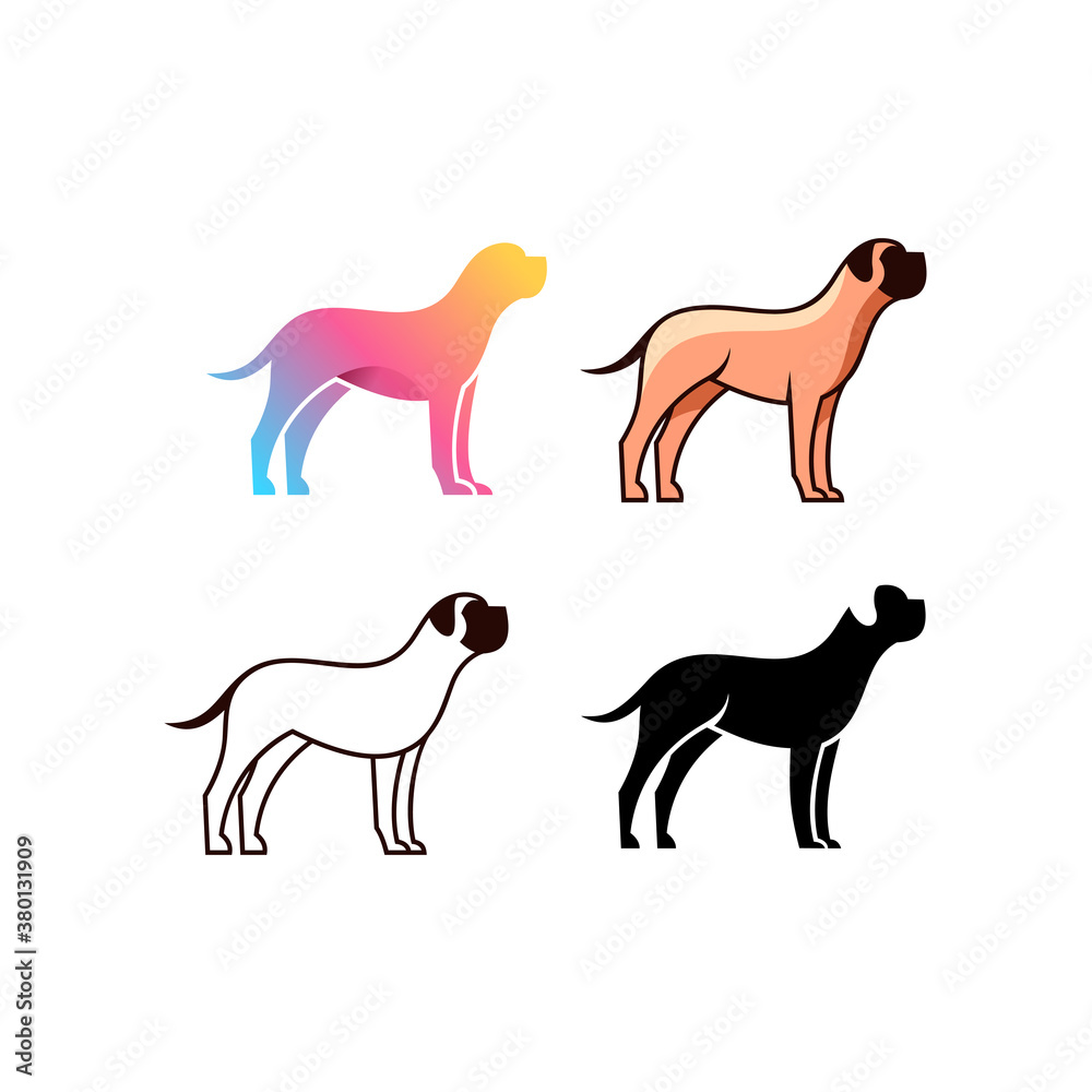 Illustration vector graphic template of dog collection silhouette logo color