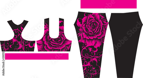 Women Leggings and Sports Bras design adjust in pattern vectors 
