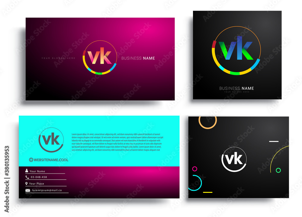 Letter VK logotype with colorful circle, letter combination logo design ...