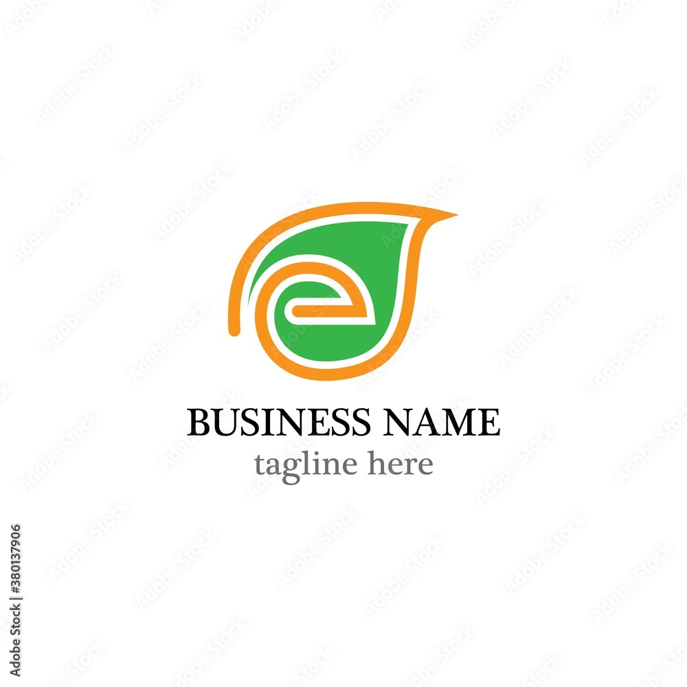 Fototapeta premium e letter leaf vector template