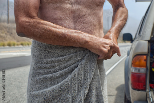 Obraz na płótnie towel wrap along the coast highway near Leo Carillo state beach.