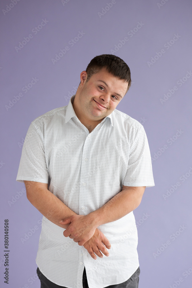 Portrait of Handsome Young Man with Down Syndrome Portrait of Handsome Young Man with Down Syndrome